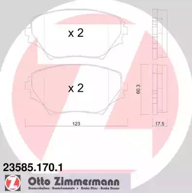 Комплект тормозных колодок, дисковый тормоз ZIMMERMANN 23585.170.1 - Фото #1