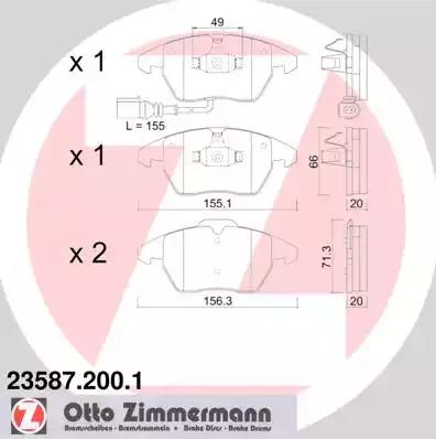 Комплект гальмівних колодок, дискове гальмо ZIMMERMANN 23587.200.1 - Фото #1