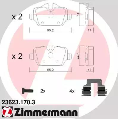 Комплект тормозных колодок, дисковый тормоз ZIMMERMANN 23623.170.3 - Фото #1