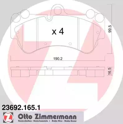 Комплект гальмівних колодок, дискове гальмо ZIMMERMANN 23692.165.1 - Фото #1