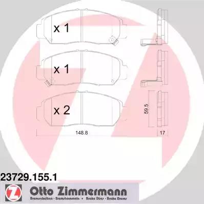 Комплект тормозных колодок, дисковый тормоз ZIMMERMANN 23729.155.1 - Фото #1