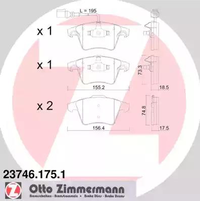 Комплект гальмівних колодок, дискове гальмо ZIMMERMANN 23746.175.1 - Фото #1