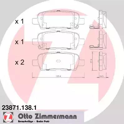 Комплект тормозных колодок, дисковый тормоз ZIMMERMANN 23871.138.1 - Фото #1