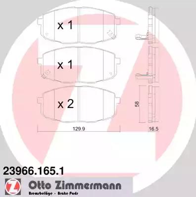 Комплект тормозных колодок, дисковый тормоз ZIMMERMANN 23966.165.1 - Фото #1