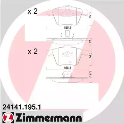 Комплект тормозных колодок, дисковый тормоз ZIMMERMANN 24141.195.1 - Фото #1