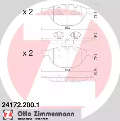 Комплект тормозных колодок, дисковый тормоз ZIMMERMANN 24172.200.1 - Фото #1