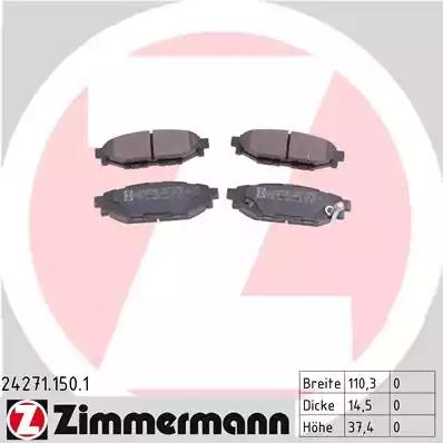 Тормоз колодки задние Subaru  ZIMMERMANN 242711501 - Фото #1
