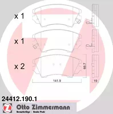 Комплект тормозных колодок, дисковый тормоз ZIMMERMANN 24412.190.1 - Фото #1