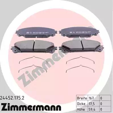 Комплект тормозных колодок, дисковый тормоз ZIMMERMANN 24452.175.2 - Фото #1