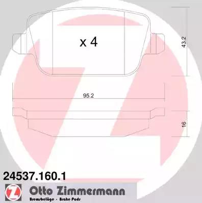 Комплект тормозных колодок, дисковый тормоз ZIMMERMANN 24537.160.1 - Фото #1