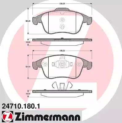 Комплект тормозных колодок, дисковый тормоз ZIMMERMANN 24710.180.1 - Фото #1