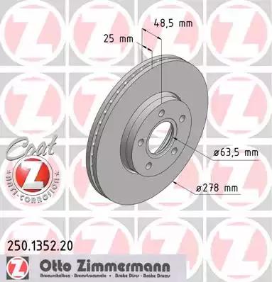 Тормозной диск ZIMMERMANN 250.1352.20 - Фото #1