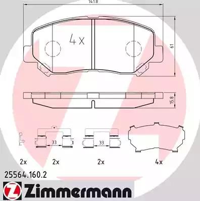 Комплект тормозных колодок, дисковый тормоз ZIMMERMANN 25564.160.2 - Фото #1