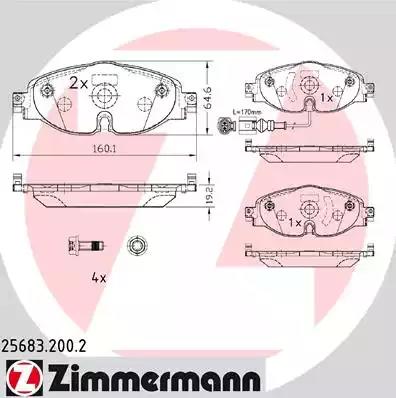 Комплект тормозных колодок, дисковый тормоз ZIMMERMANN 25683.200.2 - Фото #1