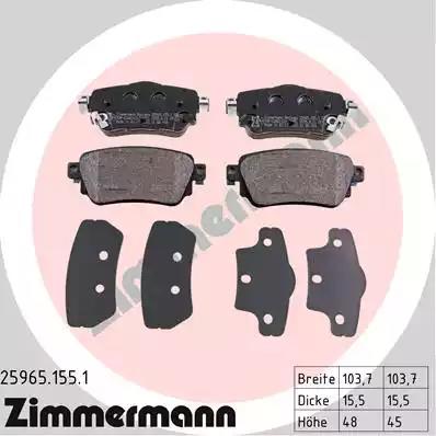Колодки тормозные дисковые, комплект ZIMMERMANN 25965.155.1 - Фото #1