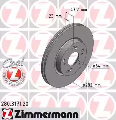 Тормозной диск ZIMMERMANN 280.3171.20 - Фото #1