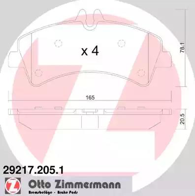 Комплект гальмівних колодок, дискове гальмо ZIMMERMANN 29217.205.1 - Фото #1