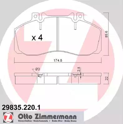 Комплект тормозных колодок, дисковый тормоз ZIMMERMANN 29835.220.1 - Фото #1
