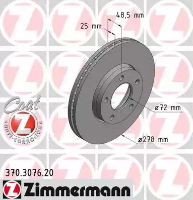 Гальмівний диск ZIMMERMANN 370.3076.20 - Фото #1