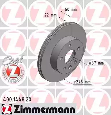 Тормозной диск ZIMMERMANN 400.1448.20 - Фото #1