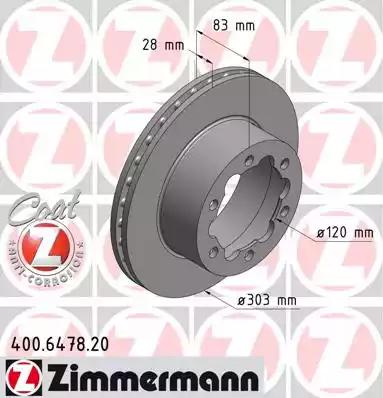 Тормозной диск ZIMMERMANN 400.6478.20 - Фото #1