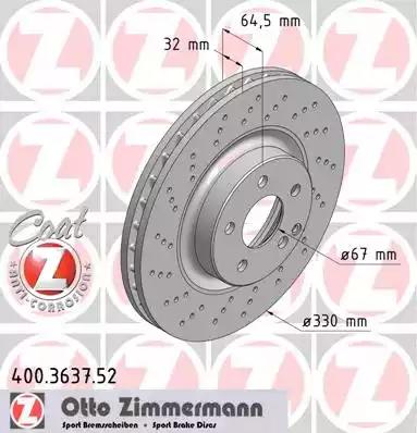 Гальмівний диск ZIMMERMANN 400.3637.52 - Фото #1