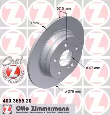 Тормозной диск ZIMMERMANN 400.3655.20 - Фото #1