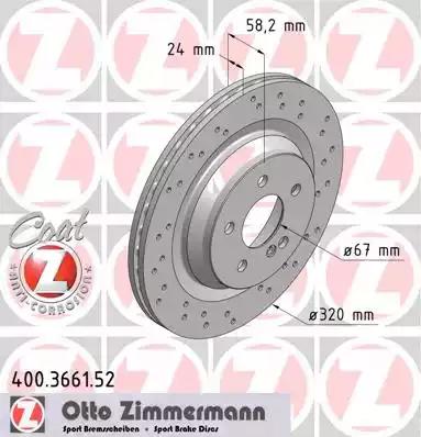 Тормозной диск ZIMMERMANN 400.3661.52 - Фото #1
