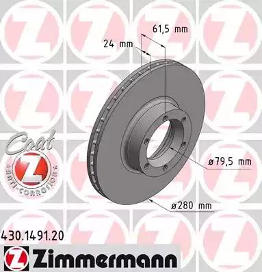 Тормозной диск ZIMMERMANN 430.1491.20 - Фото #1