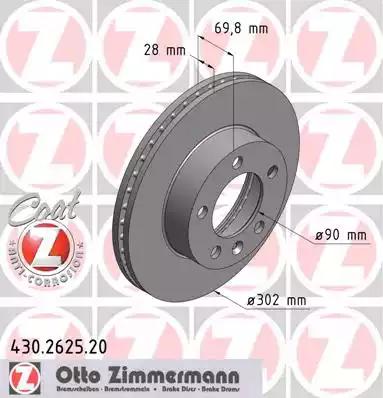 Тормозной диск ZIMMERMANN 430.2625.20 - Фото #1