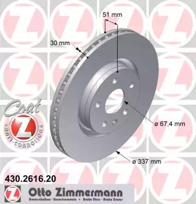 Тормозной диск ZIMMERMANN 430.2616.20 - Фото #1
