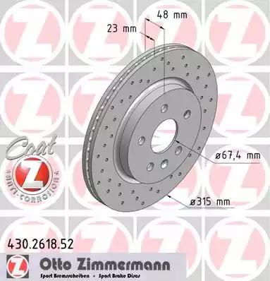 Тормозной диск ZIMMERMANN 430.2618.52 - Фото #1