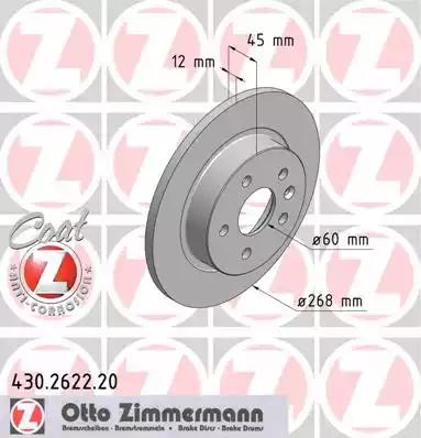Тормозной диск ZIMMERMANN 430.2622.20 - Фото #1
