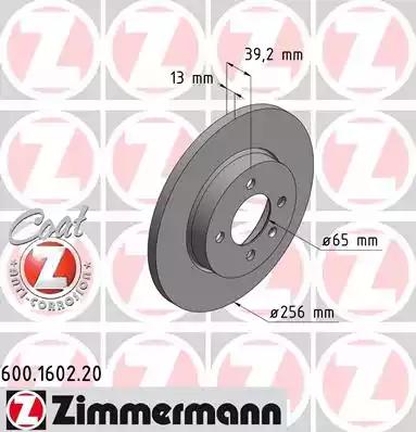 Тормозной диск ZIMMERMANN 600.1602.20 - Фото #1