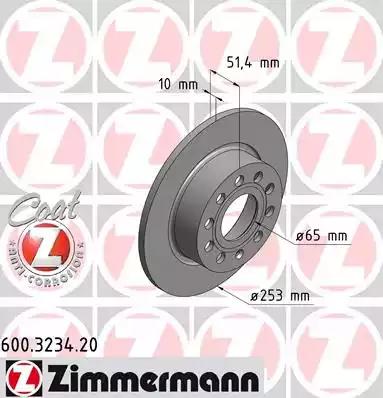 Тормозной диск ZIMMERMANN 600.3234.20 - Фото #1