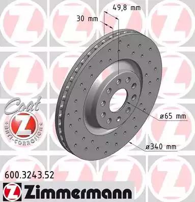 Тормозной диск ZIMMERMANN 600.3243.52 - Фото #1