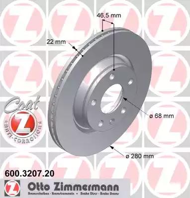 Тормозной диск ZIMMERMANN 600.3207.20 - Фото #1