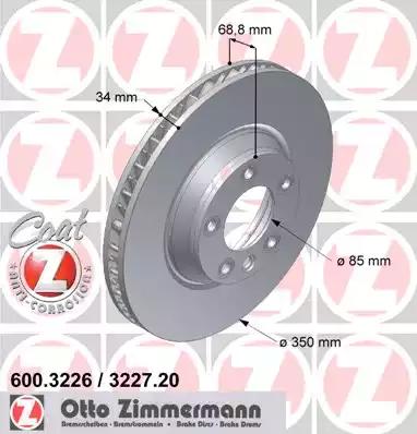 Тормозной диск ZIMMERMANN 600.3227.20 - Фото #1