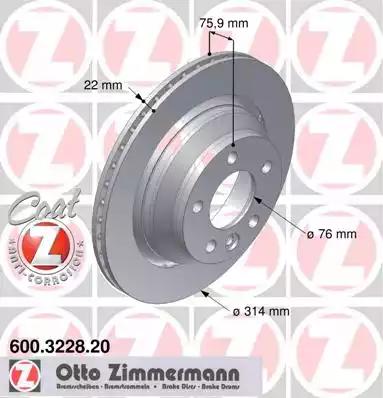 Тормозной диск ZIMMERMANN 600.3228.20 - Фото #1