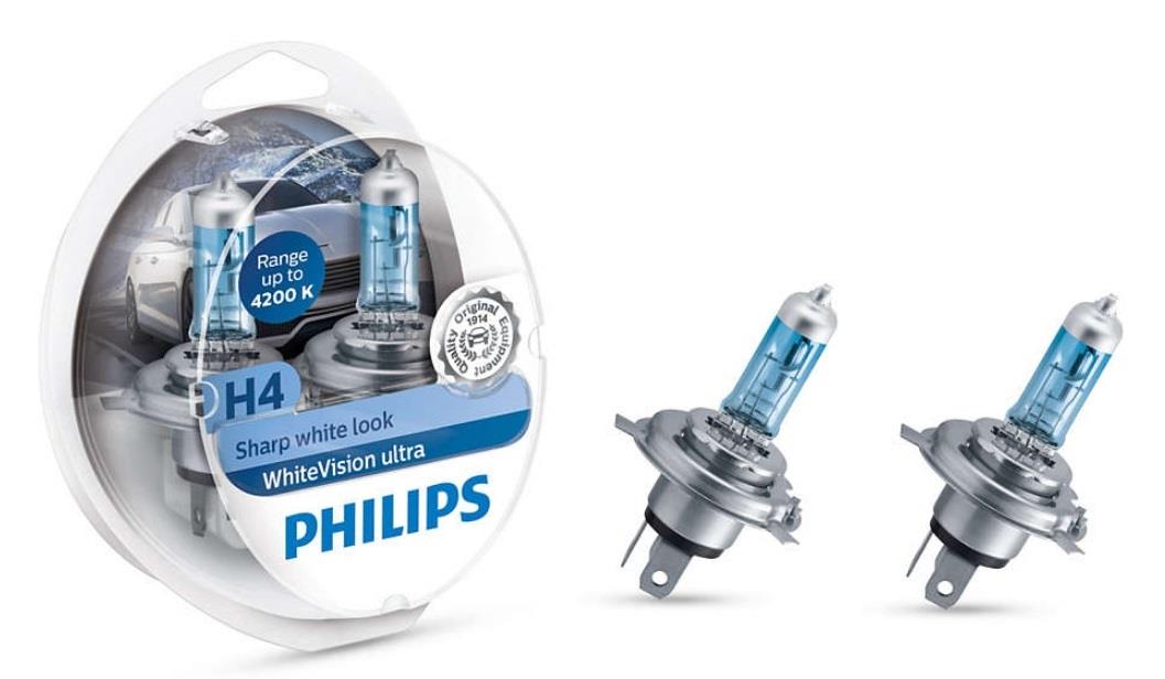 Лампа галогенная Philips WhiteVision Ultra H4 +W5W 12V 60/55W (2+2 шт.) PHILIPS 12342WVUSM - Фото #1