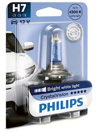 Лампа накаливания H7 12V 55W PX26d Cristal Vision 1шт blister 4300K (пр-во Philips) PHILIPS 12972CVB1 - Фото #1