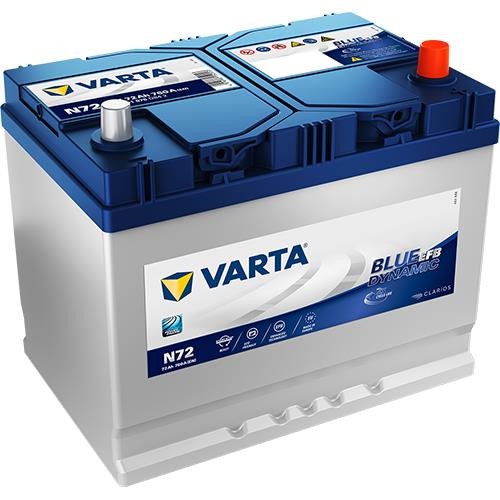 Батарея акумуляторна Varta Blue Dynamic EFB 12В 72Ач 760A(EN) R+ VARTA 572501076D842 - Фото #1
