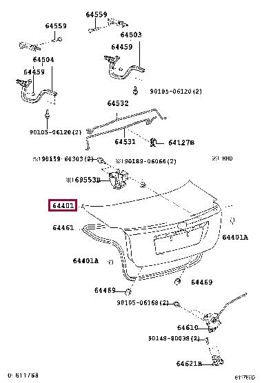 Крышка багажника Avensis 03-- Toyota/Lexus 64401-05050 - Фото #1