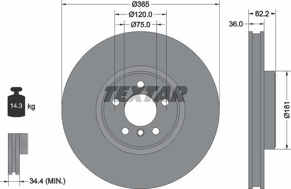 Тормозной диск TEXTAR 92161005 - Фото #1