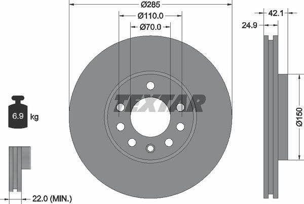 Тормозной диск TEXTAR 98200 1187 0 1 - Фото #1