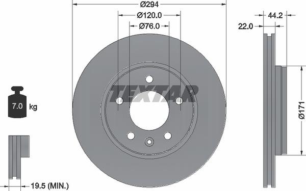 Тормозной диск TEXTAR 98200 1214 0 1 - Фото #1