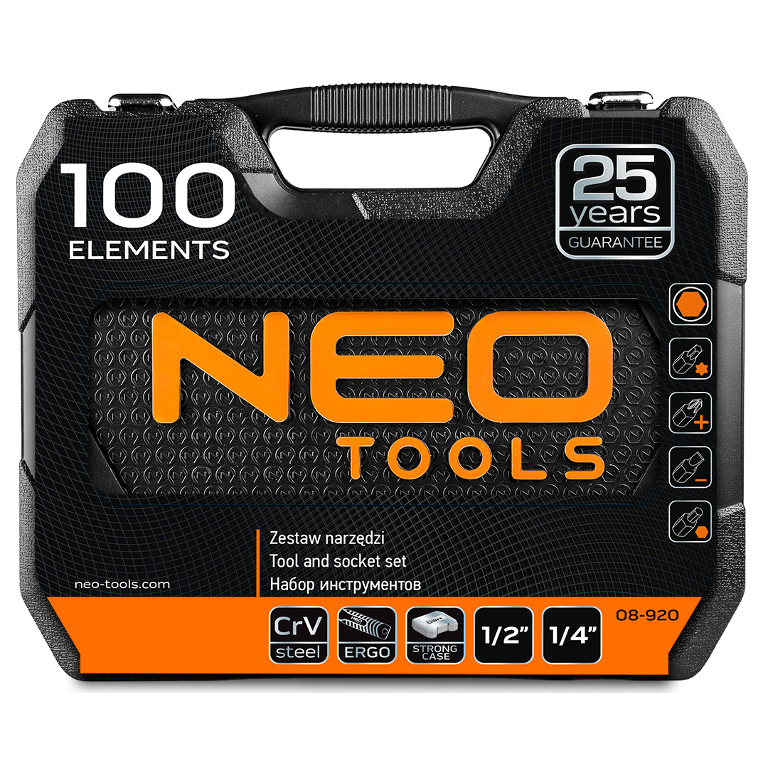 Набор инструмента 1/2”, 1/4” 100 шт. Neo Tools 08-920 - Фото #8