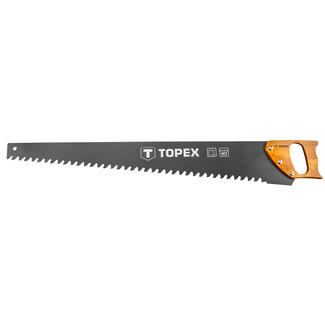 Ножовка для пеноблоков 800 мм, 23 зуба с твердосплавными напайками, деревянная ручка, чехол.  TOPEX 10A762 - Фото #1