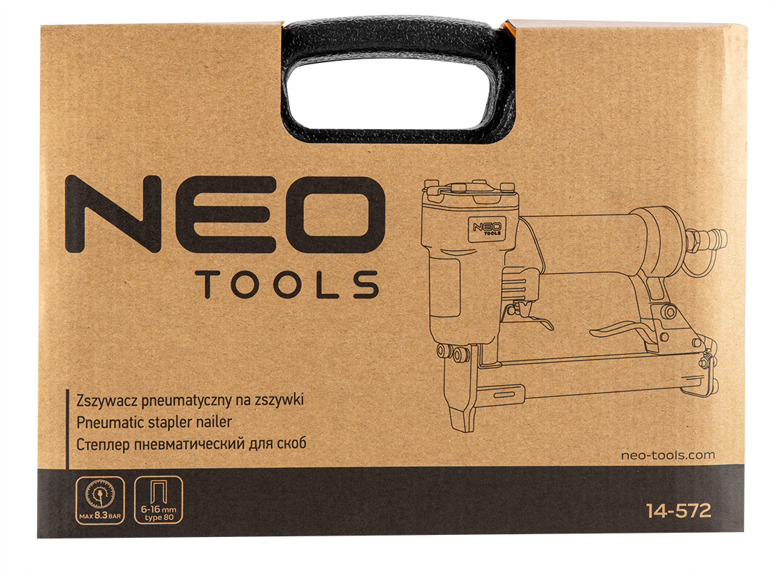Степлер пневматический 6-16мм, скобы тип 80 Neo Tools 14-572 - Фото #5