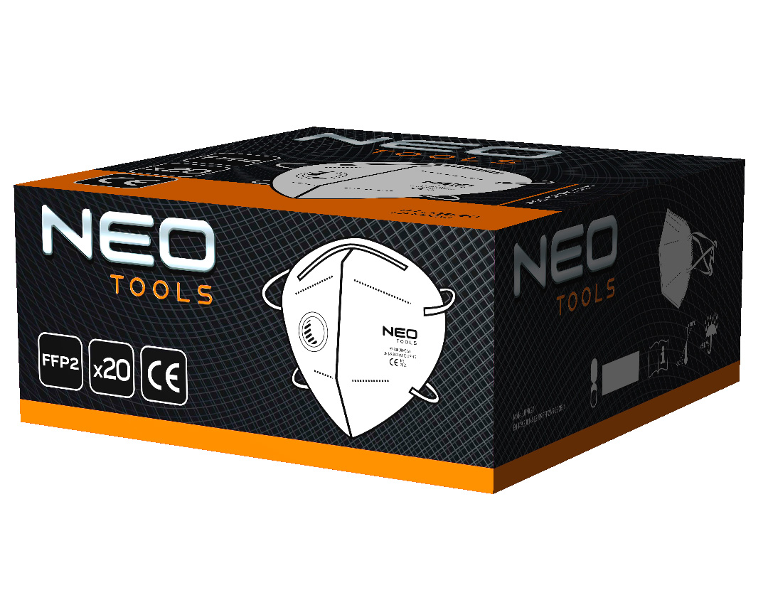 Противопылевая полумаска FFP2 с клапаном, 20 шт. Neo Tools 97-338-20 - Фото #4